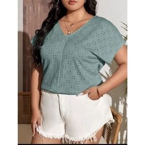 Women Junior Plus Sage Green Faux Button Front Super‎ Cute Blouse Top Shirt #117